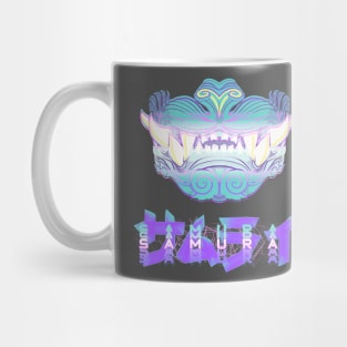 Vaporwave Samurai サムライ Tiger Oni Mask - retro futuristic Japanese motif Mug